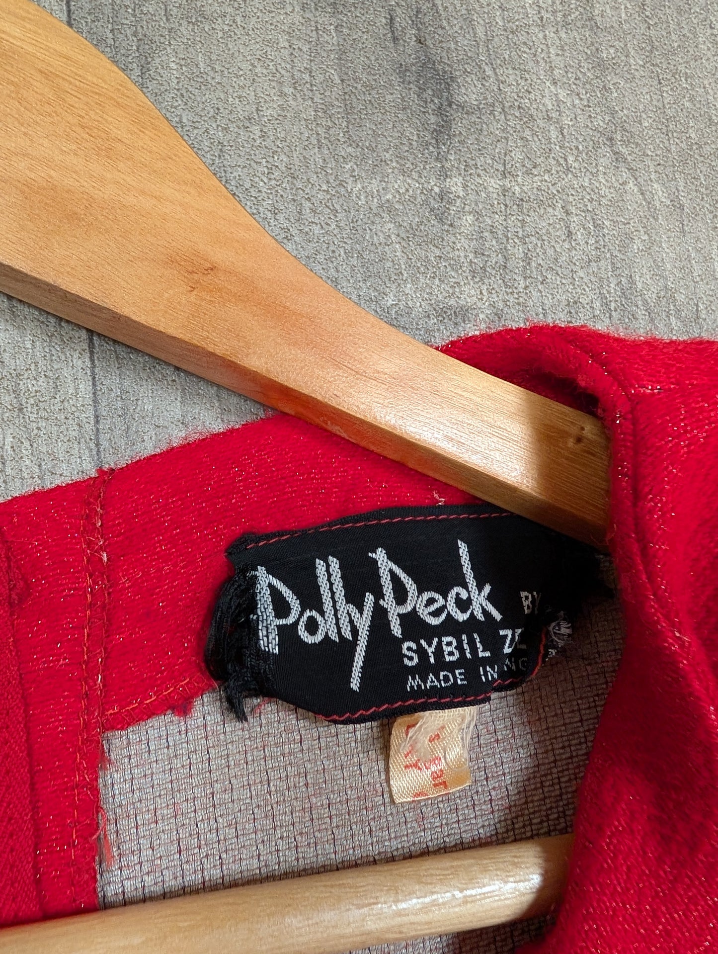 60s/70s Polly Peck red dress with details - S/8