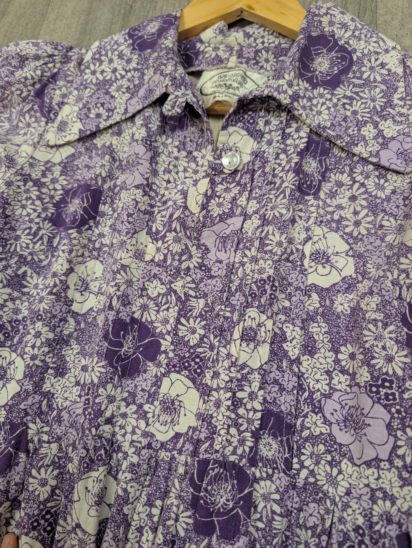 1970s made in Wales Laura Ashley purple floral dress - S/10