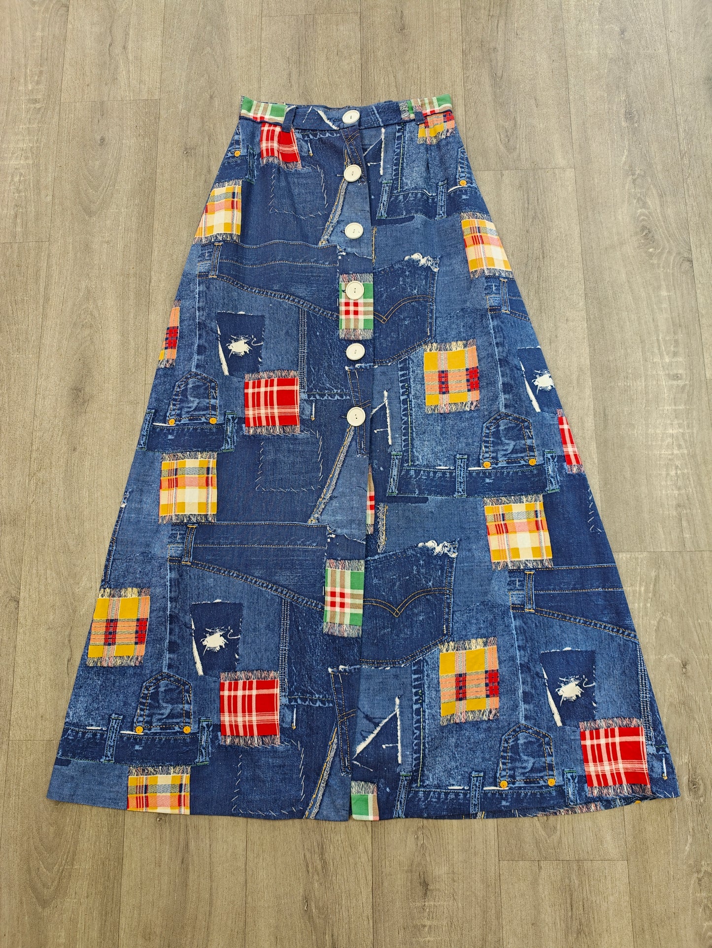 1970s Richard Shops patchwork print skirt - 27" waist