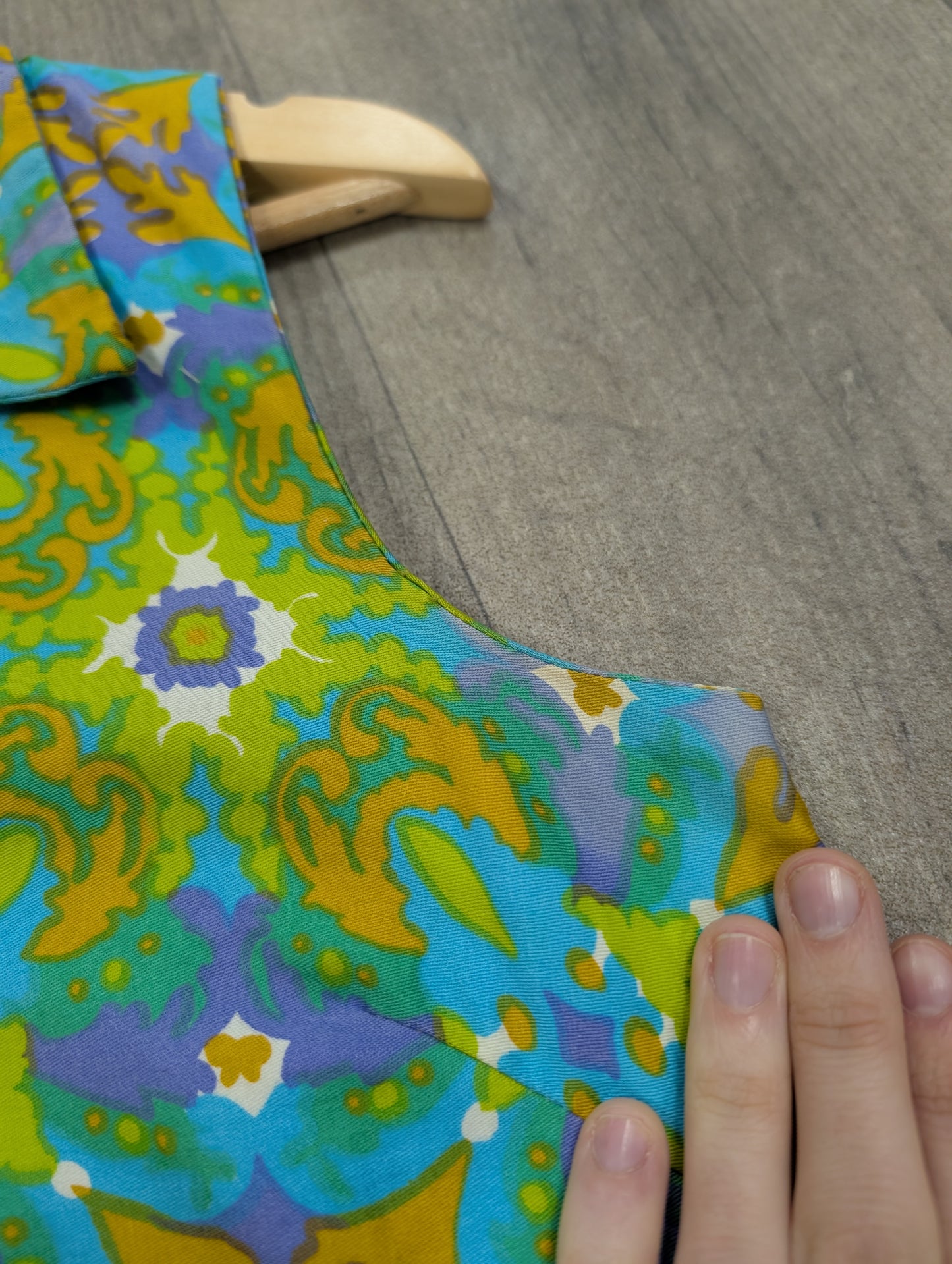 1960s psychedelic cotton dress and belt - S/8/10