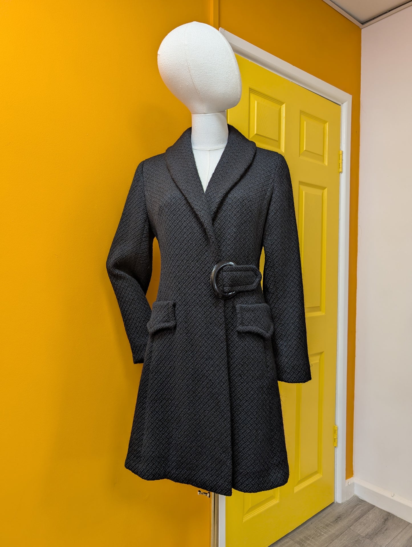 1960s black wool coat - S/M