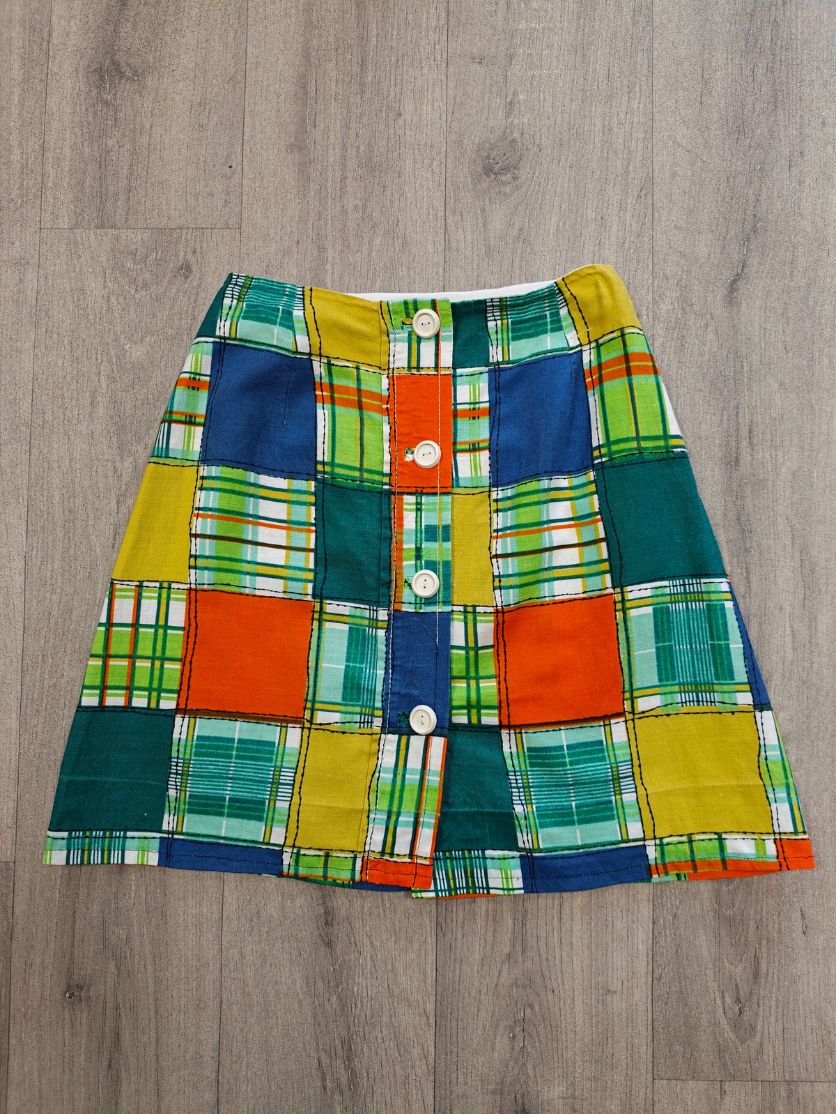 60s/70s patchwork print mini skirt - 24" waist