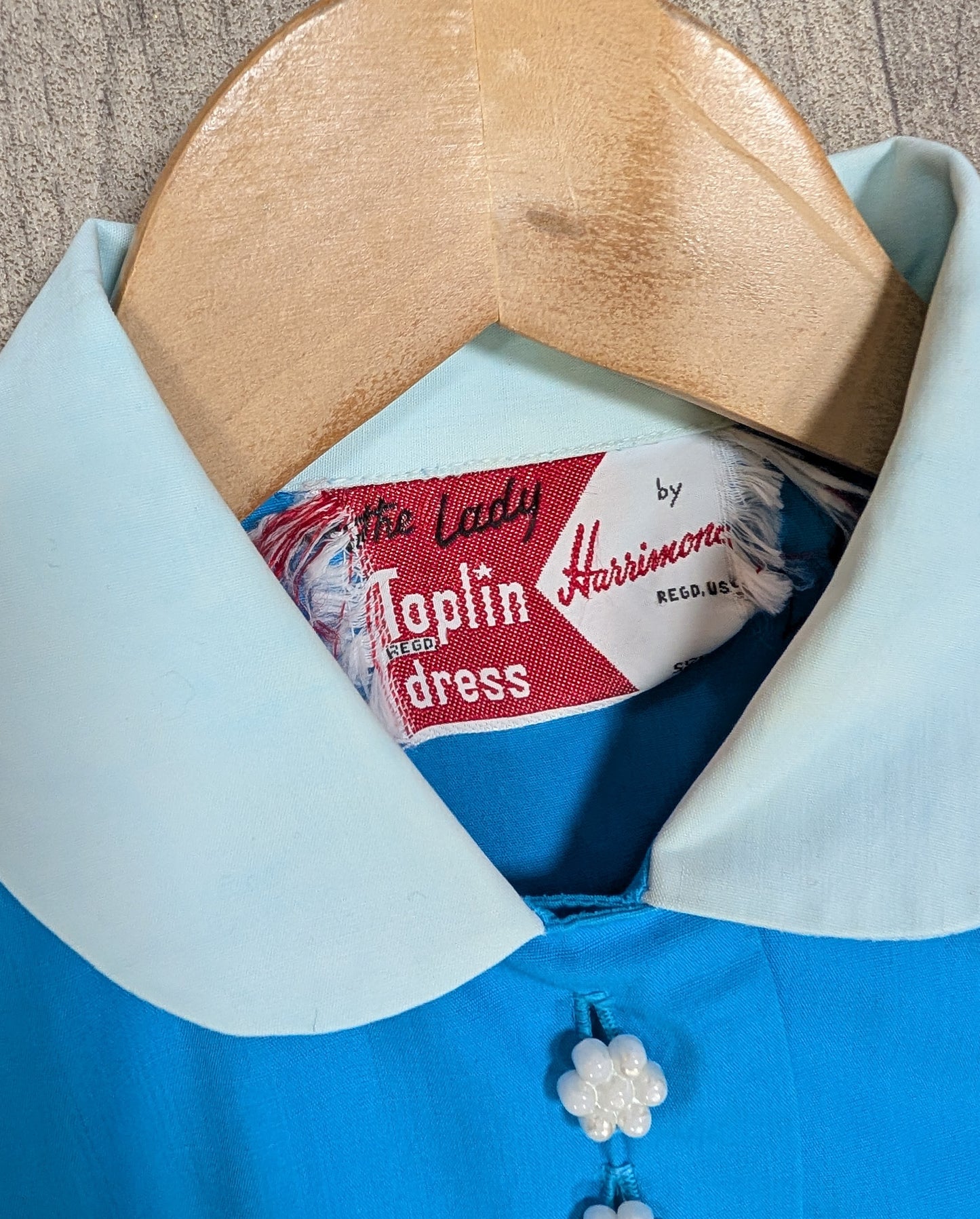 1950s The Lady by Harrimonde blue cotton dress and belt - 38"B, 29"W