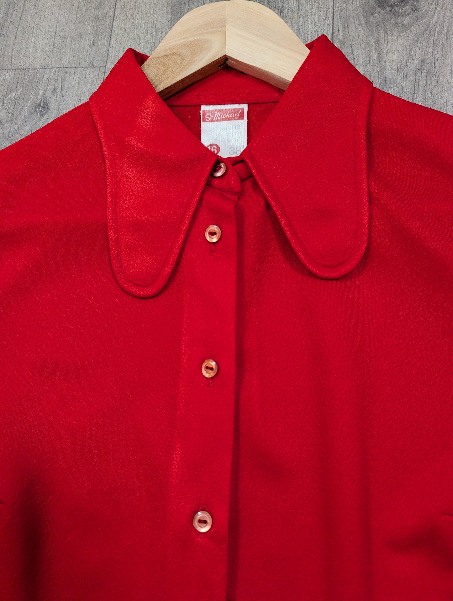 1970s St Michael red crimplene shirt - S/M