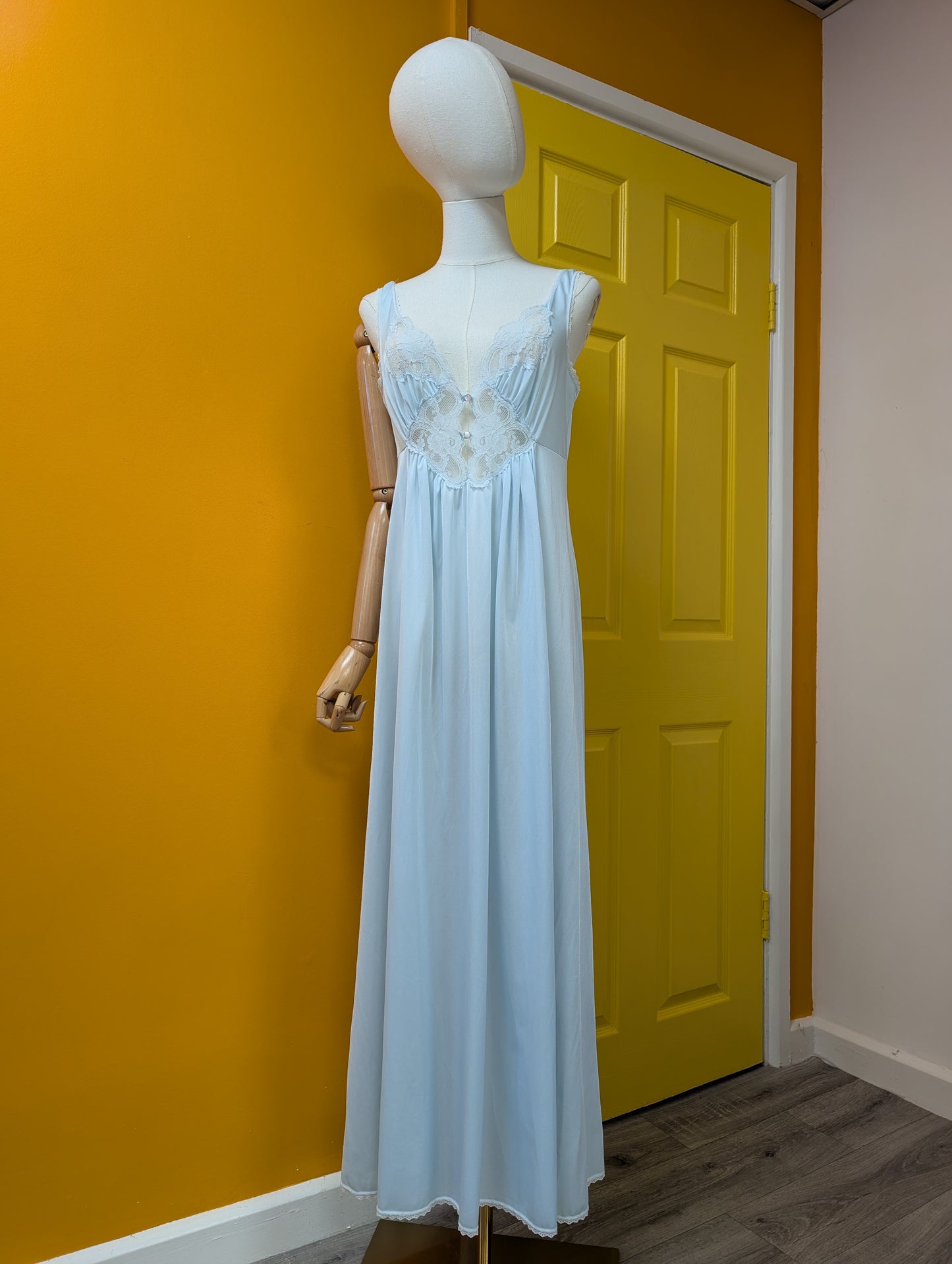 1970s blue nylon nightdress - S/8/10