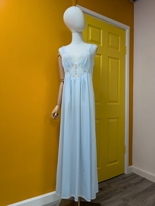 1970s blue nylon nightdress - S/8/10