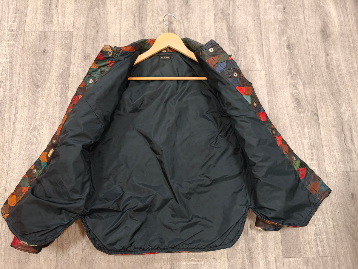 1970s fish scale patchwork leather jacket - XS/S