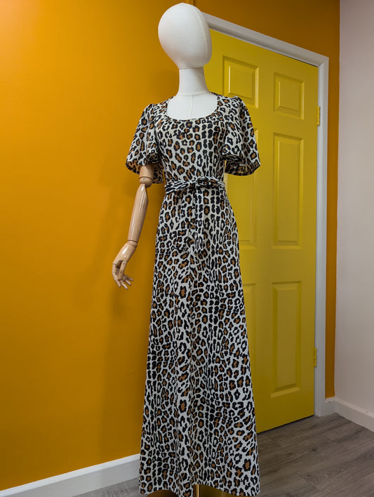 1970s Richard Shops leopard print maxi dress - S/8