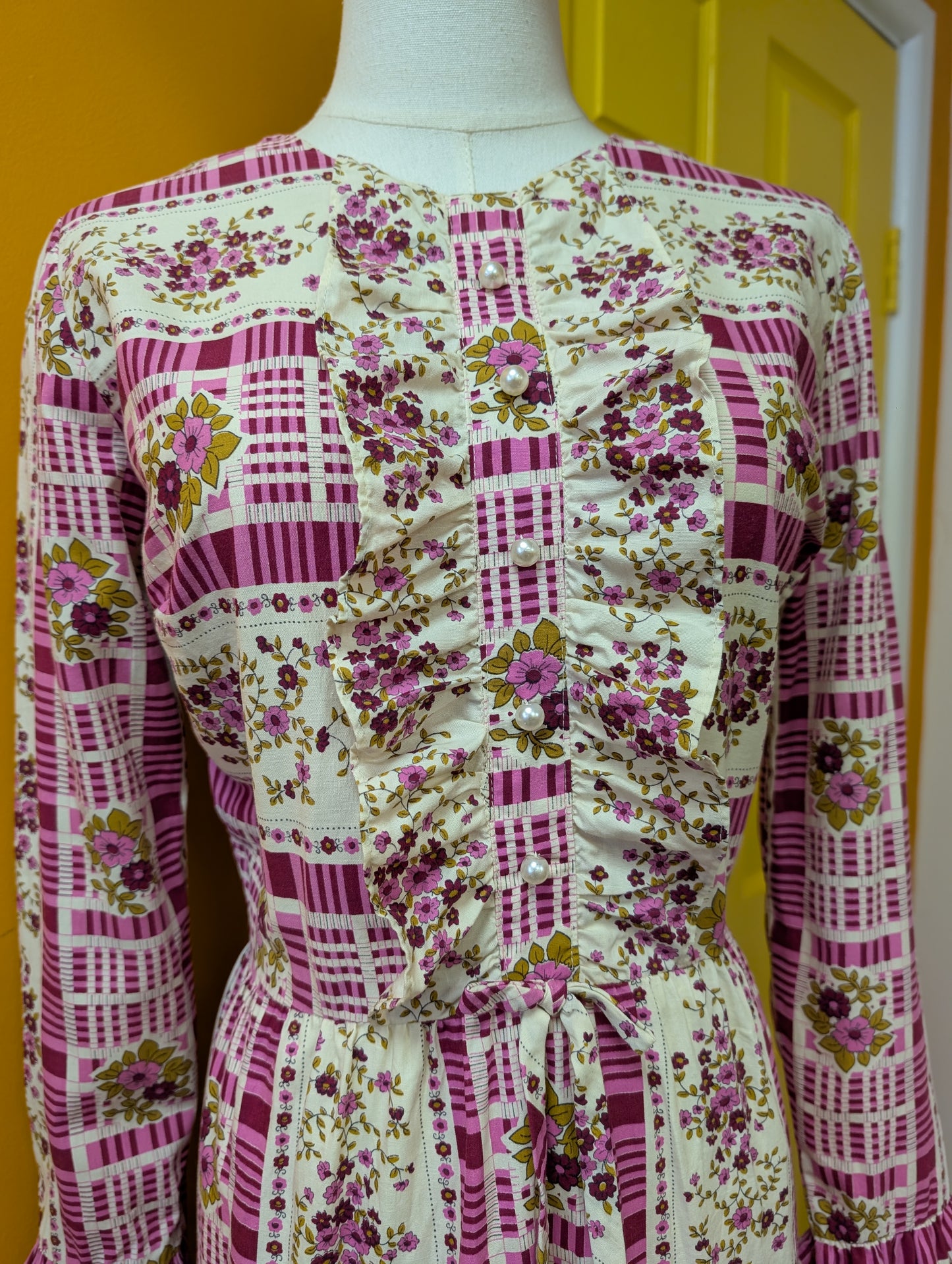1970s floral cotton dress - S/10