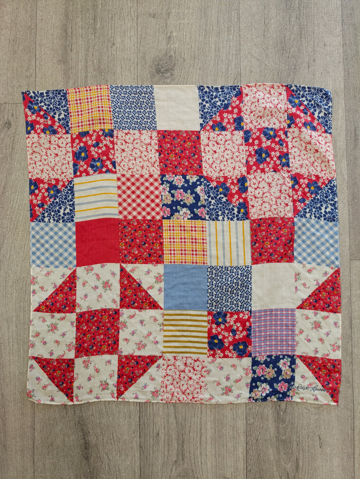 Polo Ralph Lauren patchwork print cotton scarf