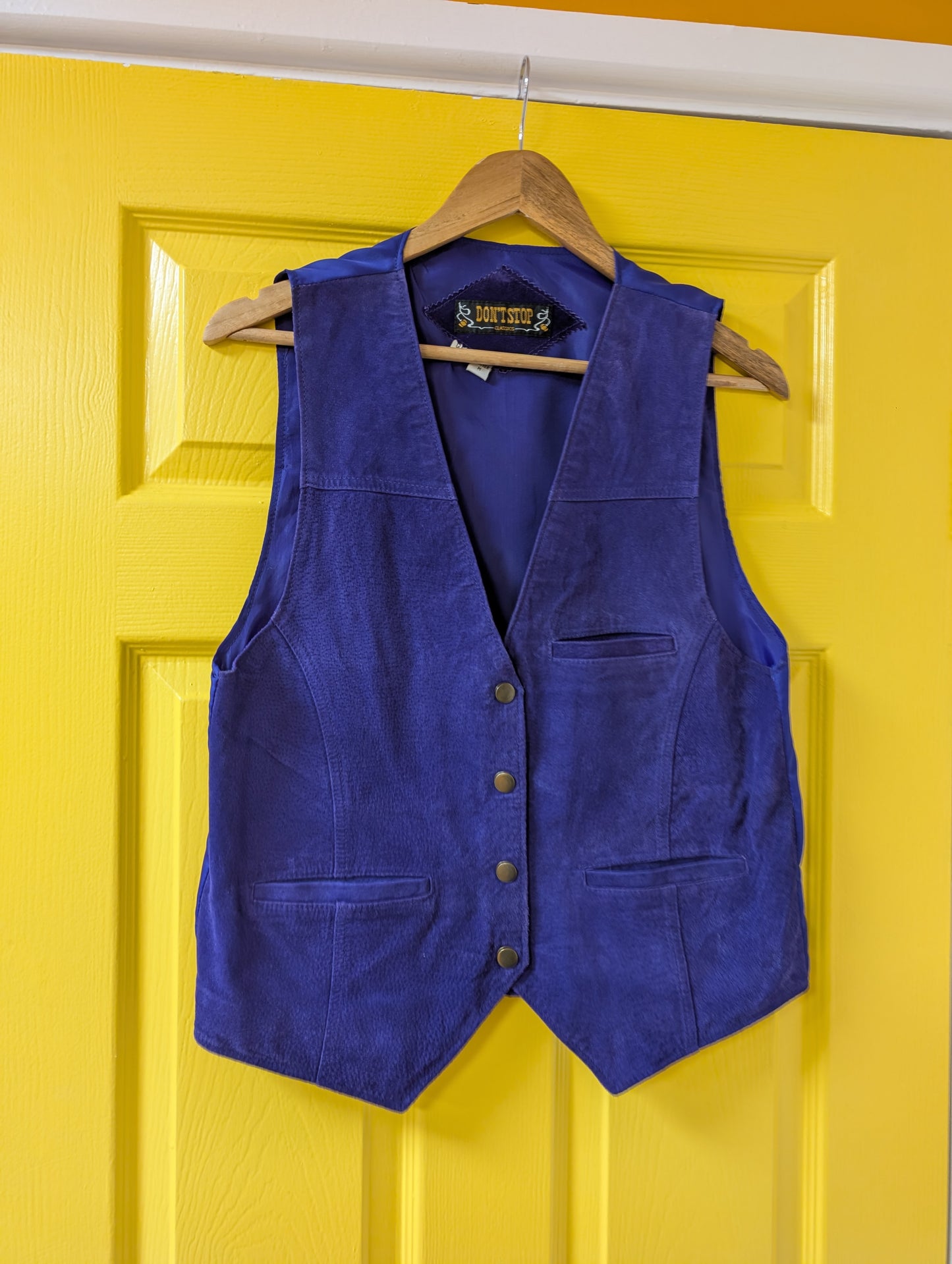 1990s Don't Stop purple suede waistcoat