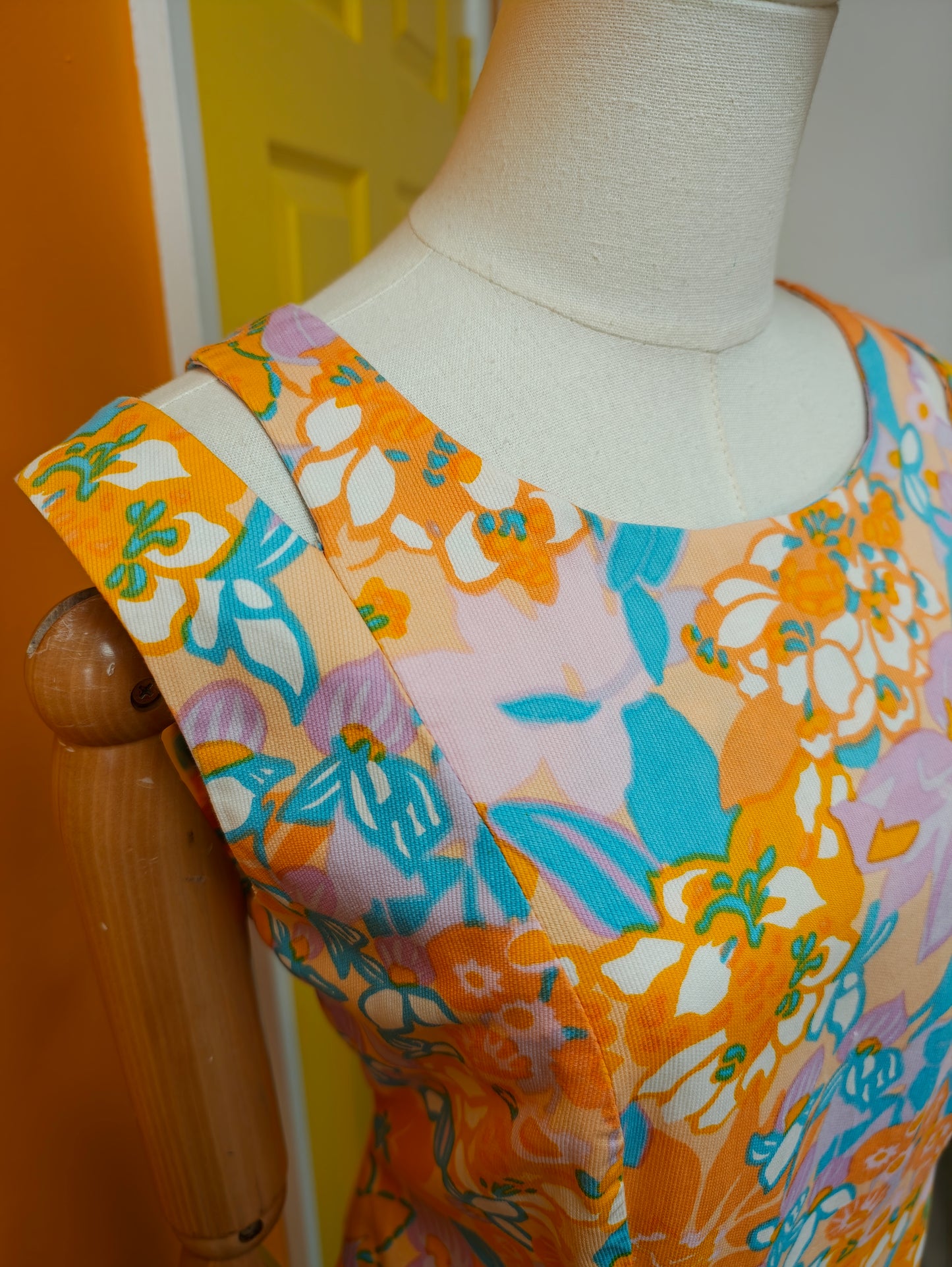 1960s floral cotton dress - M/14