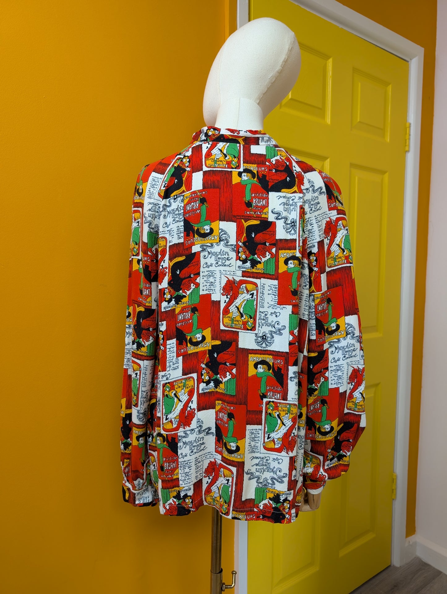 1970s Toulouse Lautrec print blouse - M