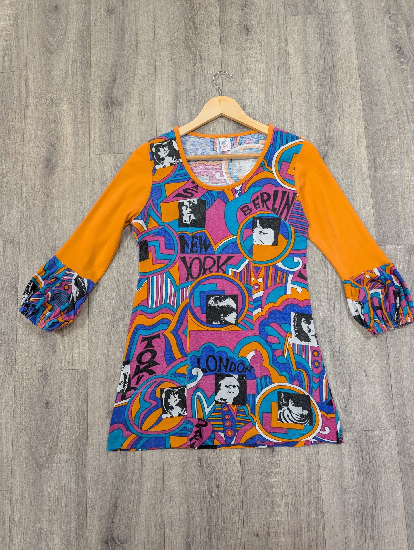 1970s Fasching Karneval novelty print cotton mini dress - XS/S