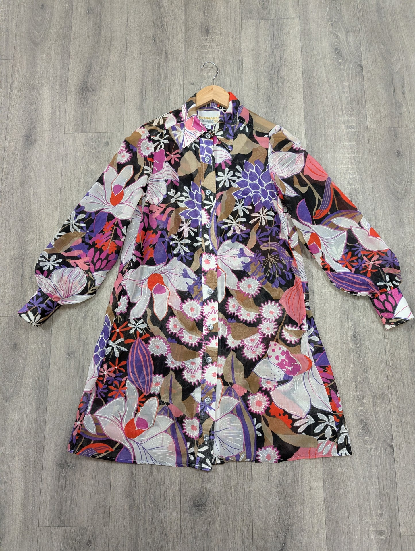 1970s Bernard Freres floral dress - M