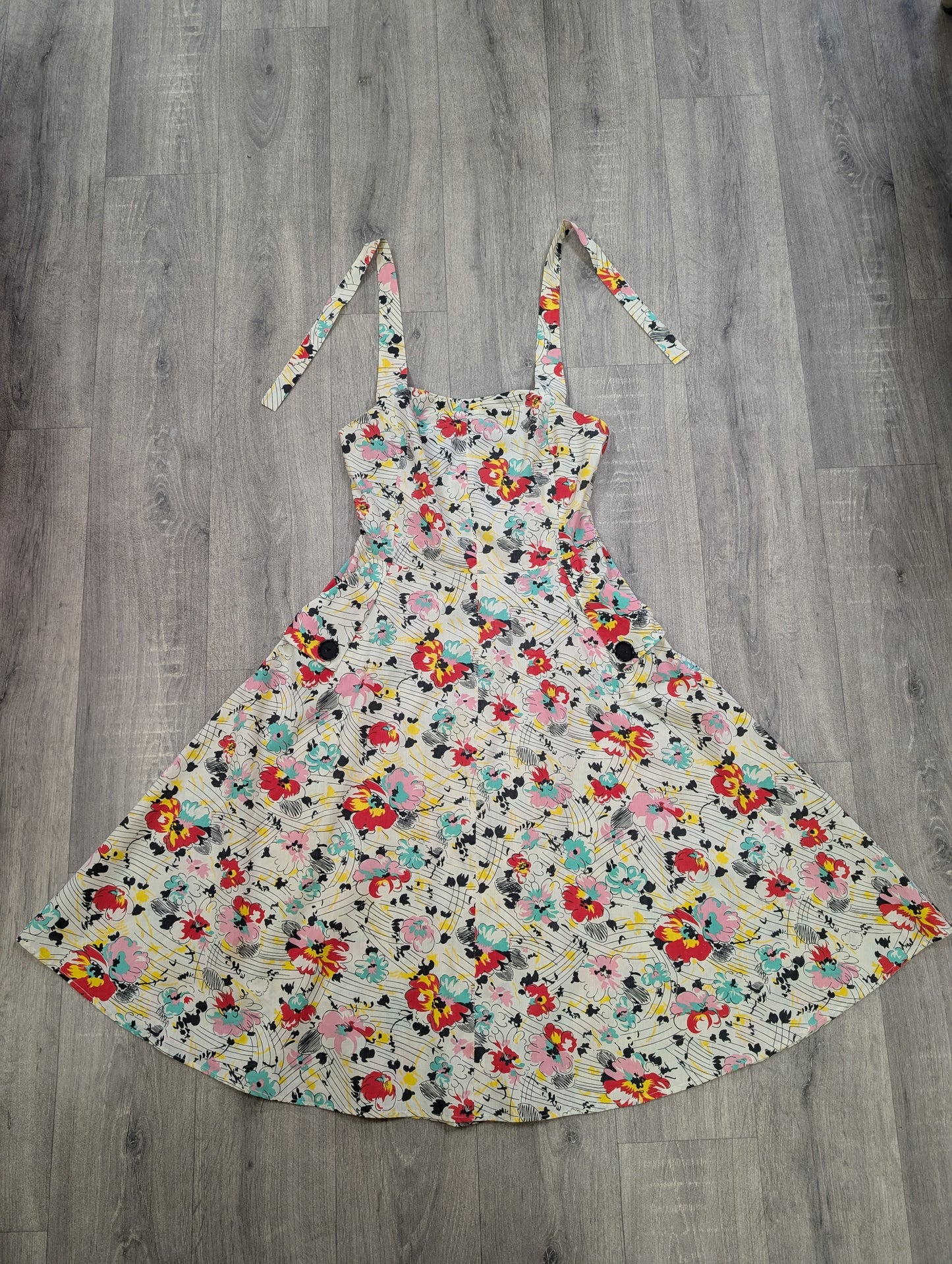 1970s halter neck floral dress - S/10
