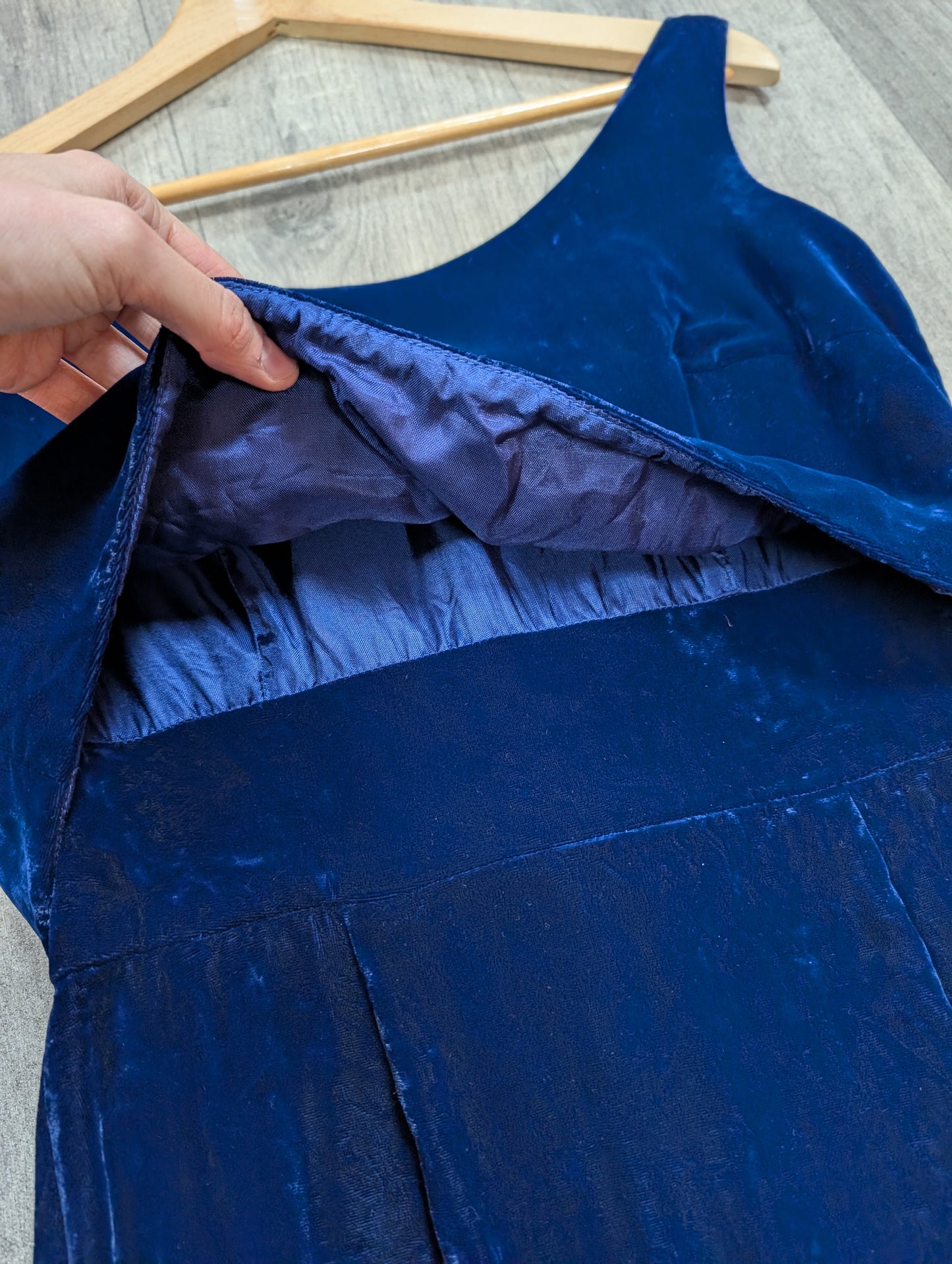 1960s Blanes blue velvet dress - S/8