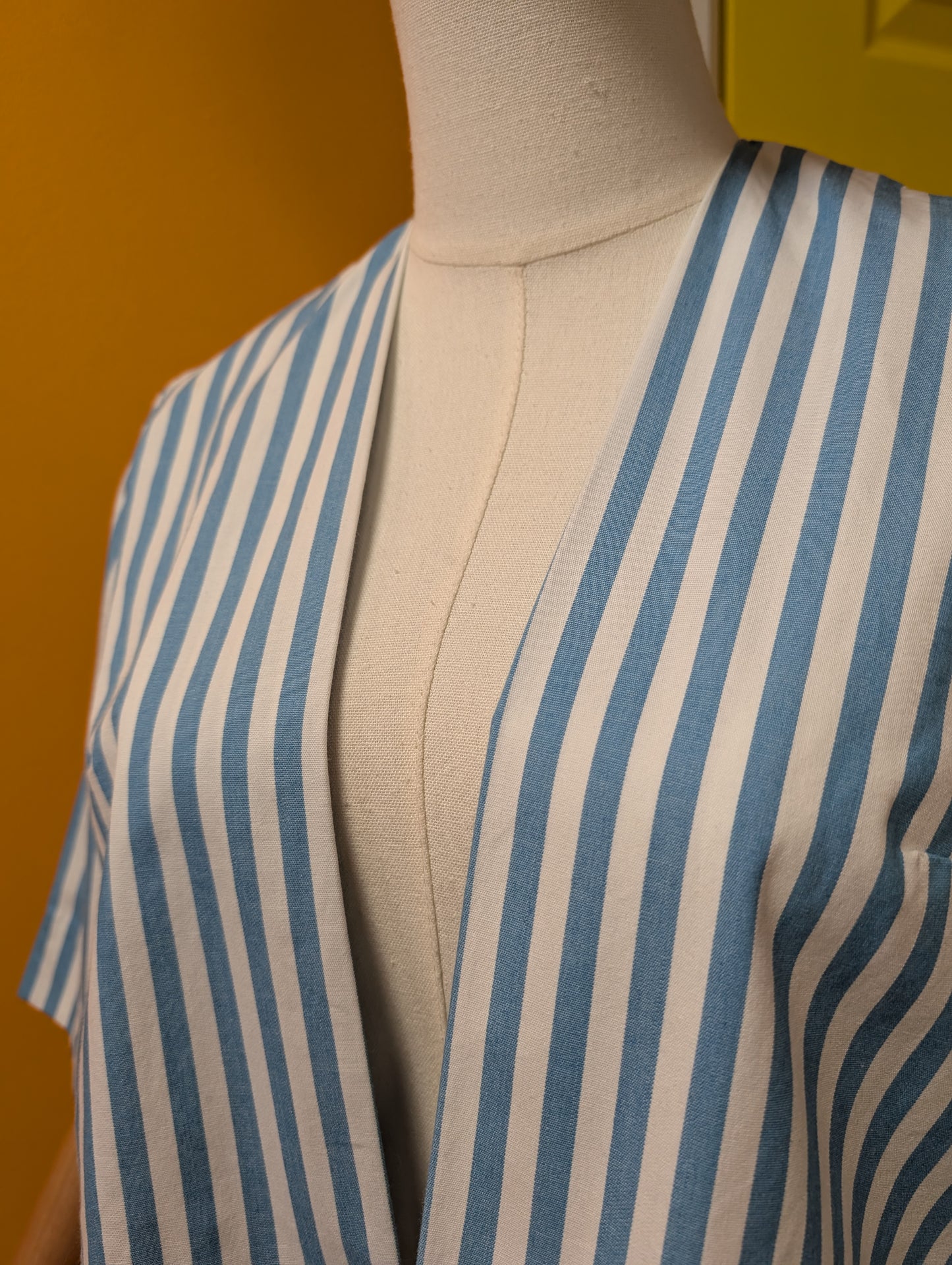 1950s Rembrandt blue/white striped cotton jacket - S/M