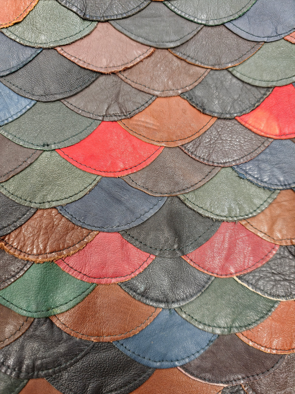 1970s fish scale patchwork leather jacket - XS/S