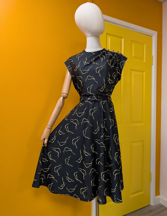 1980s cloud print dress - M/12/14