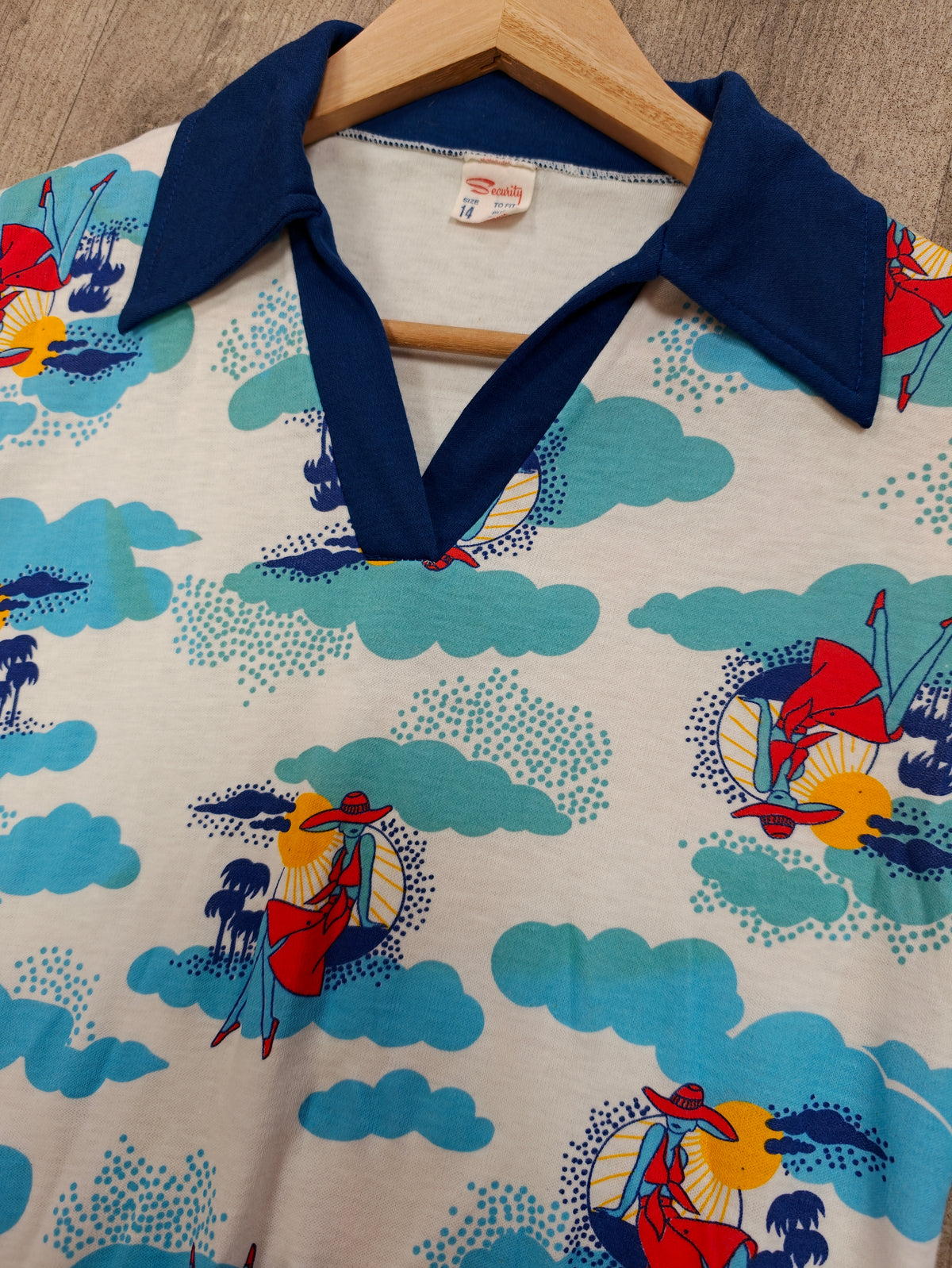 1970s novelty print top - S