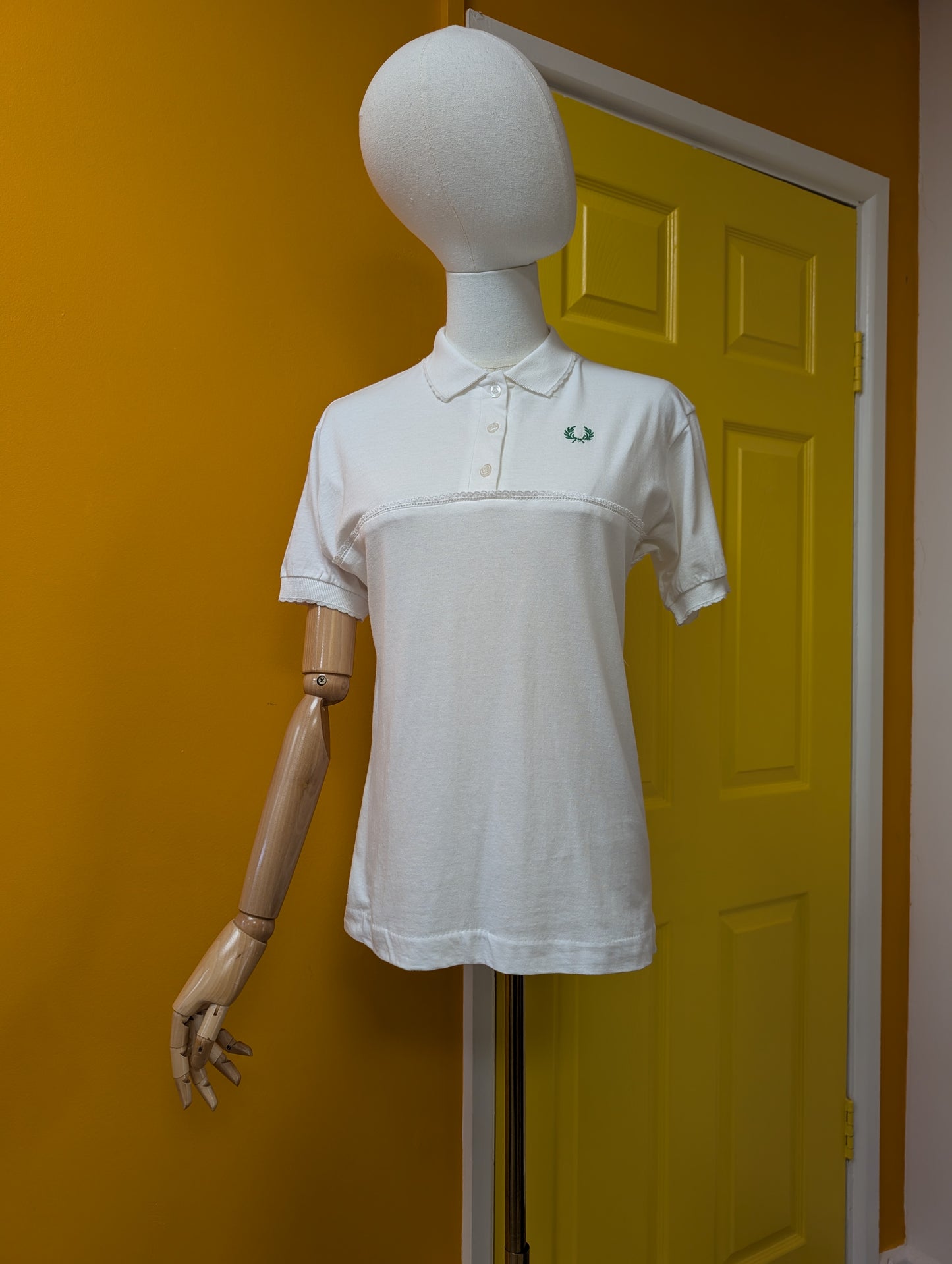 1980s Fred Perry white cotton polo shirt - XS/S