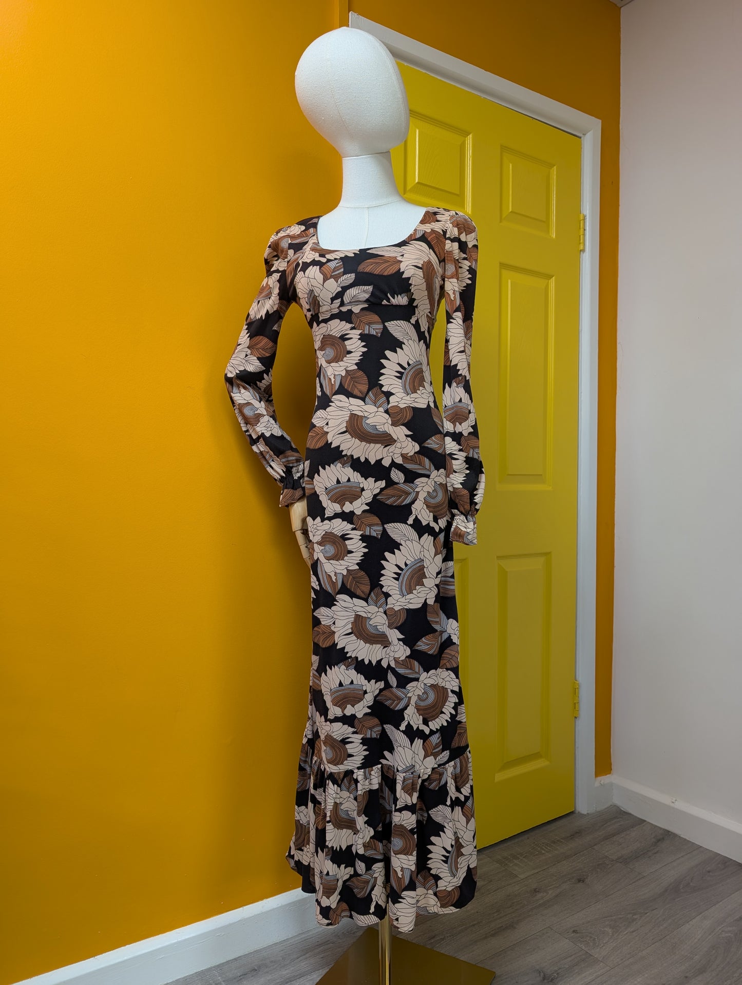 1970s Lewis Barnett floral dress - XS