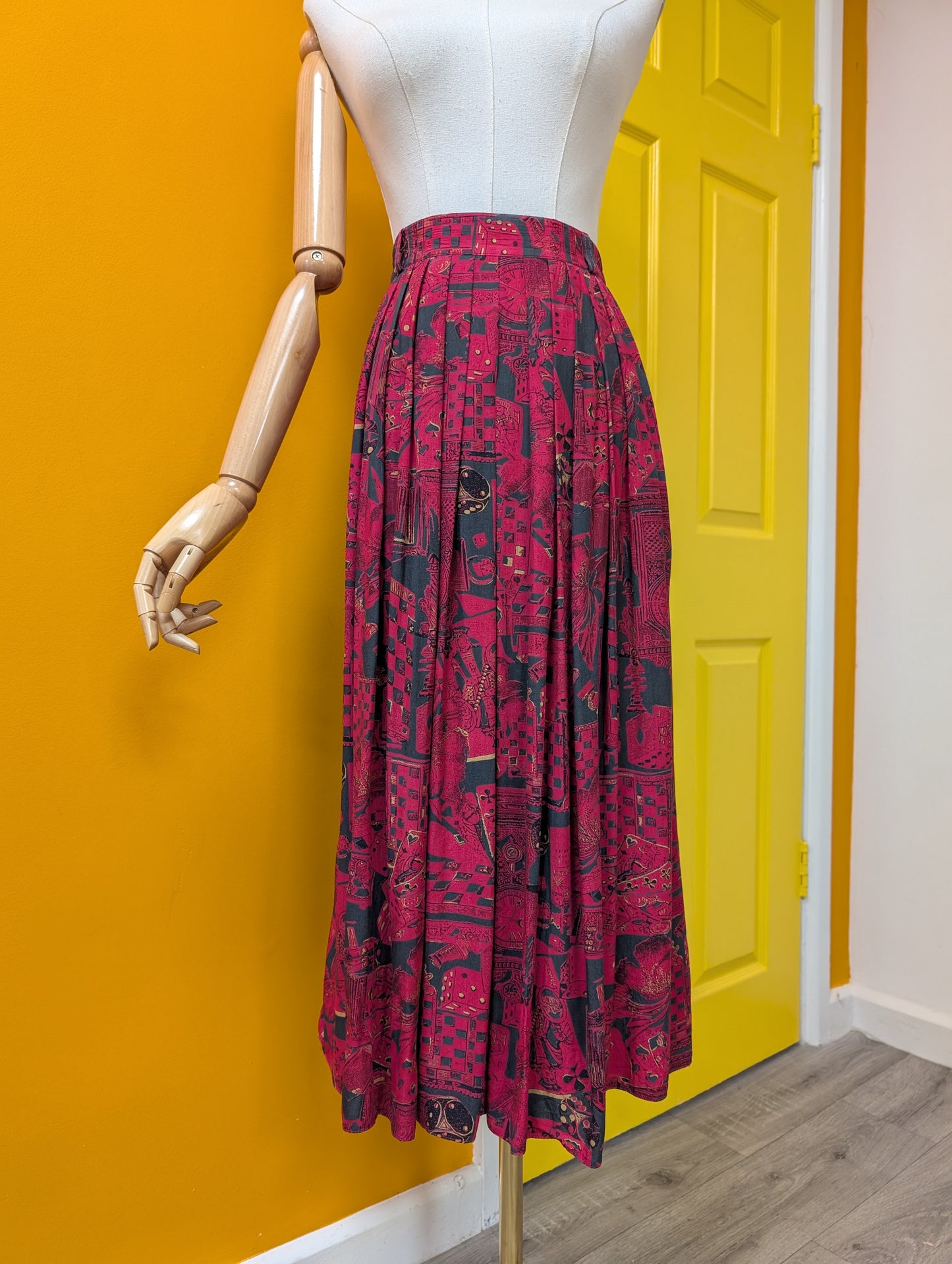 1980s Irringer novelty print shirt and skirt - Size 10/12