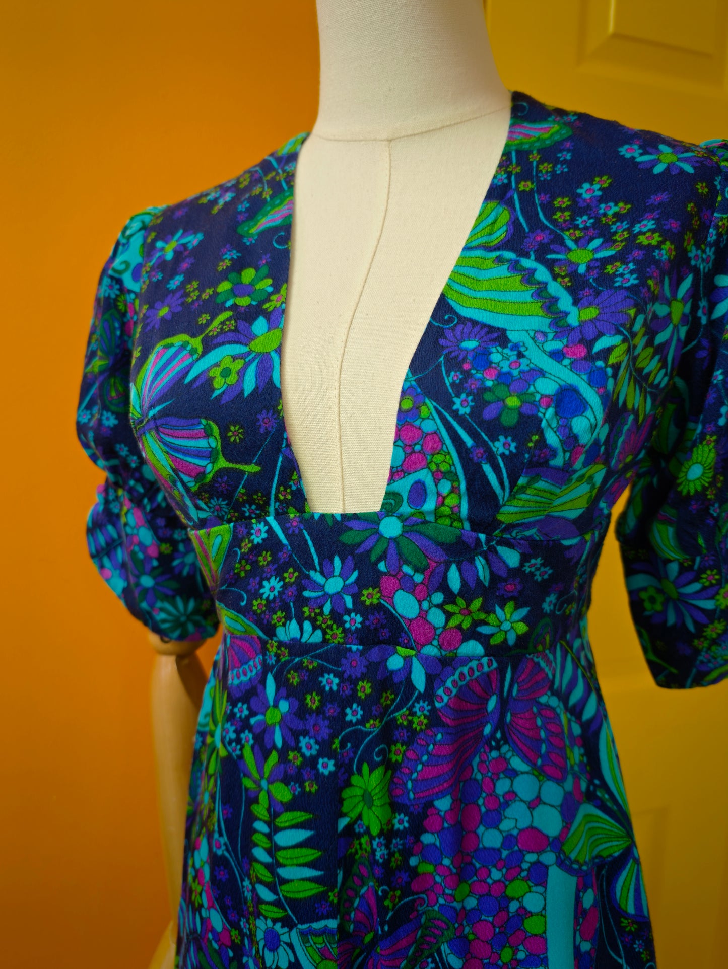 1970s Fumi's Originals Hawaiian butterfly print dress - XS/S/6/8