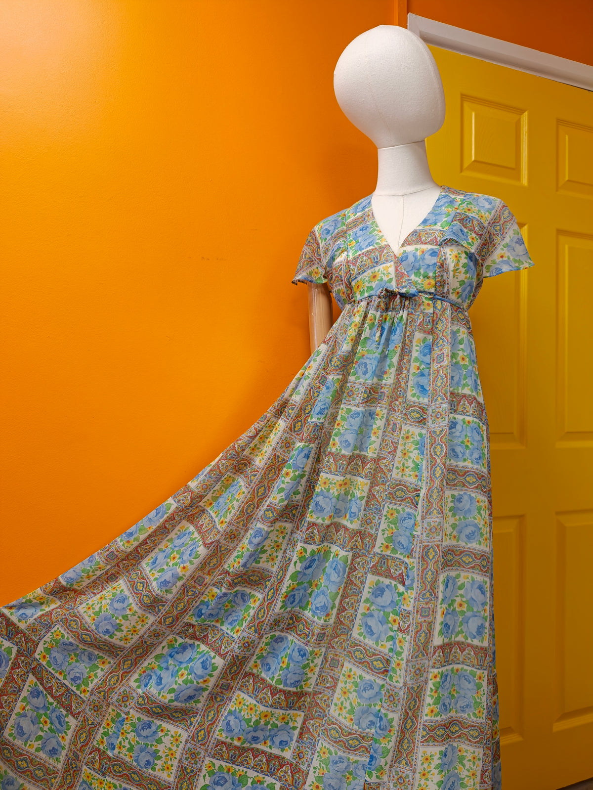 1970s floral maxi dress - M/12
