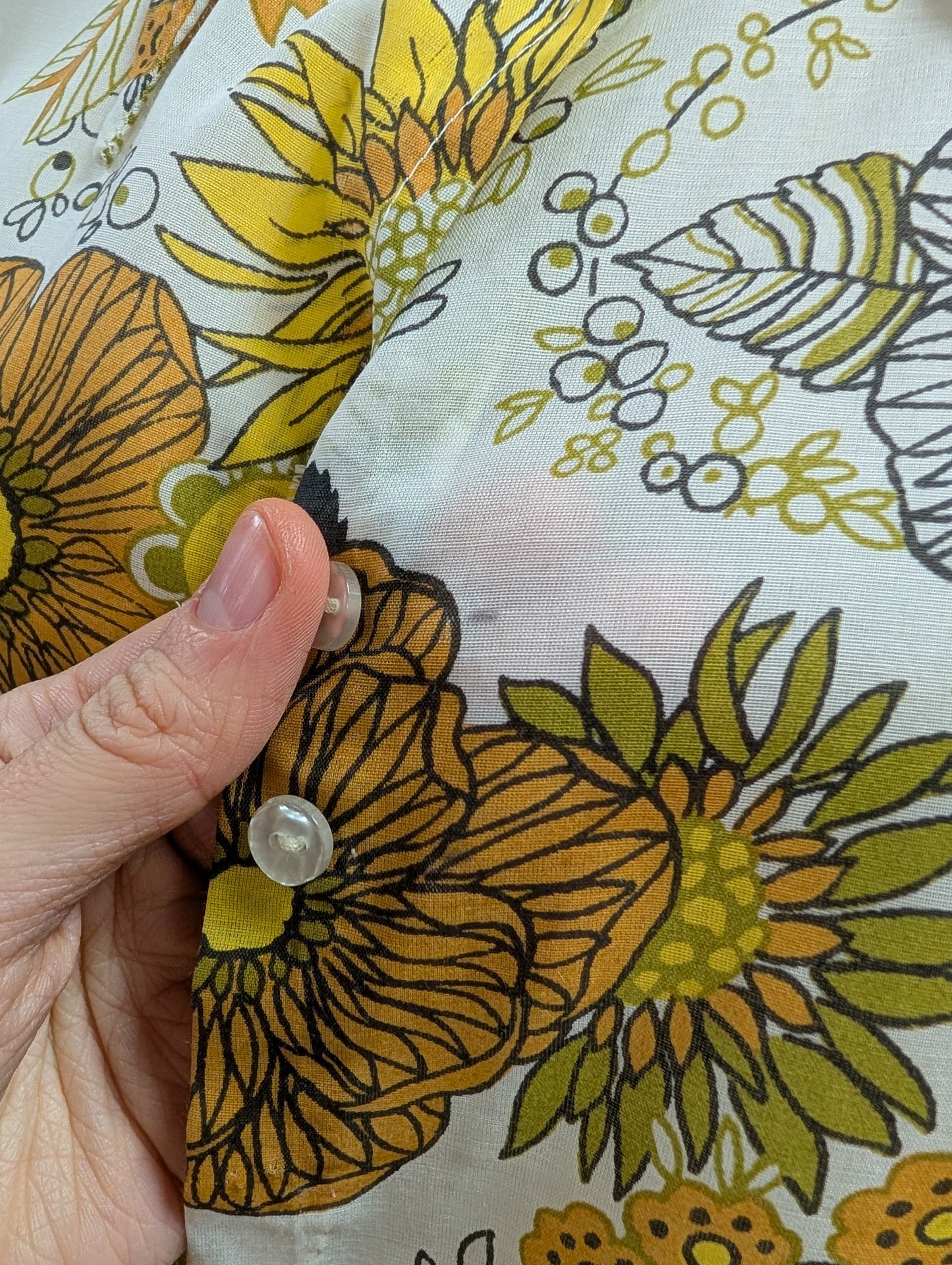 1970s floral dagger collar shirt - M/L