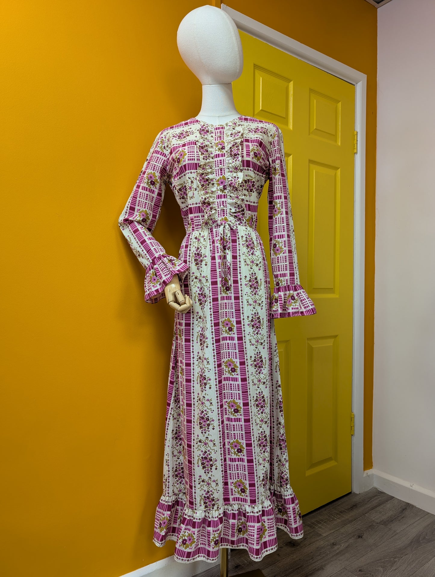 1970s floral cotton dress - S/10