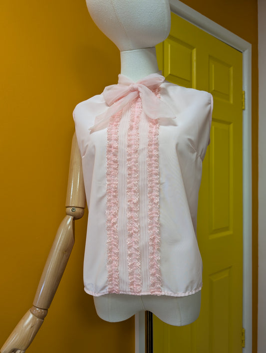 1960s pink nylon top - M/12/14