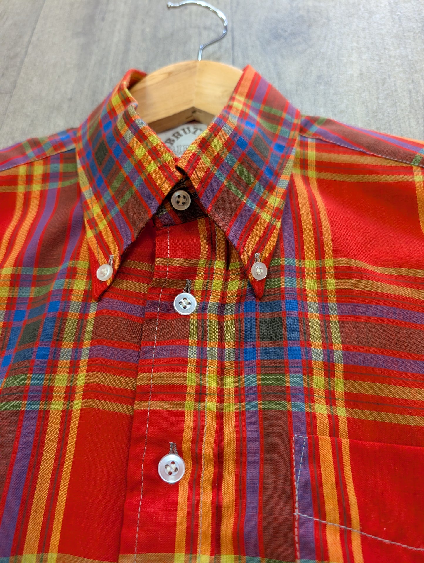1970s Brutus Trimfit check shirt button down collar