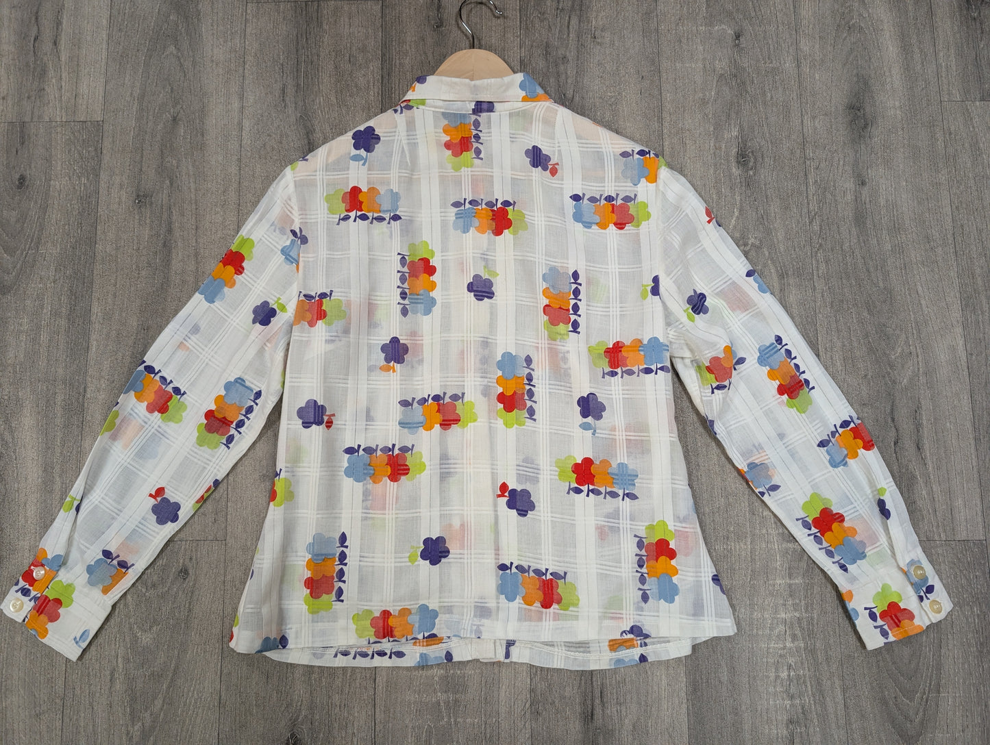 1970s novelty floral dagger collar shirt - M/L