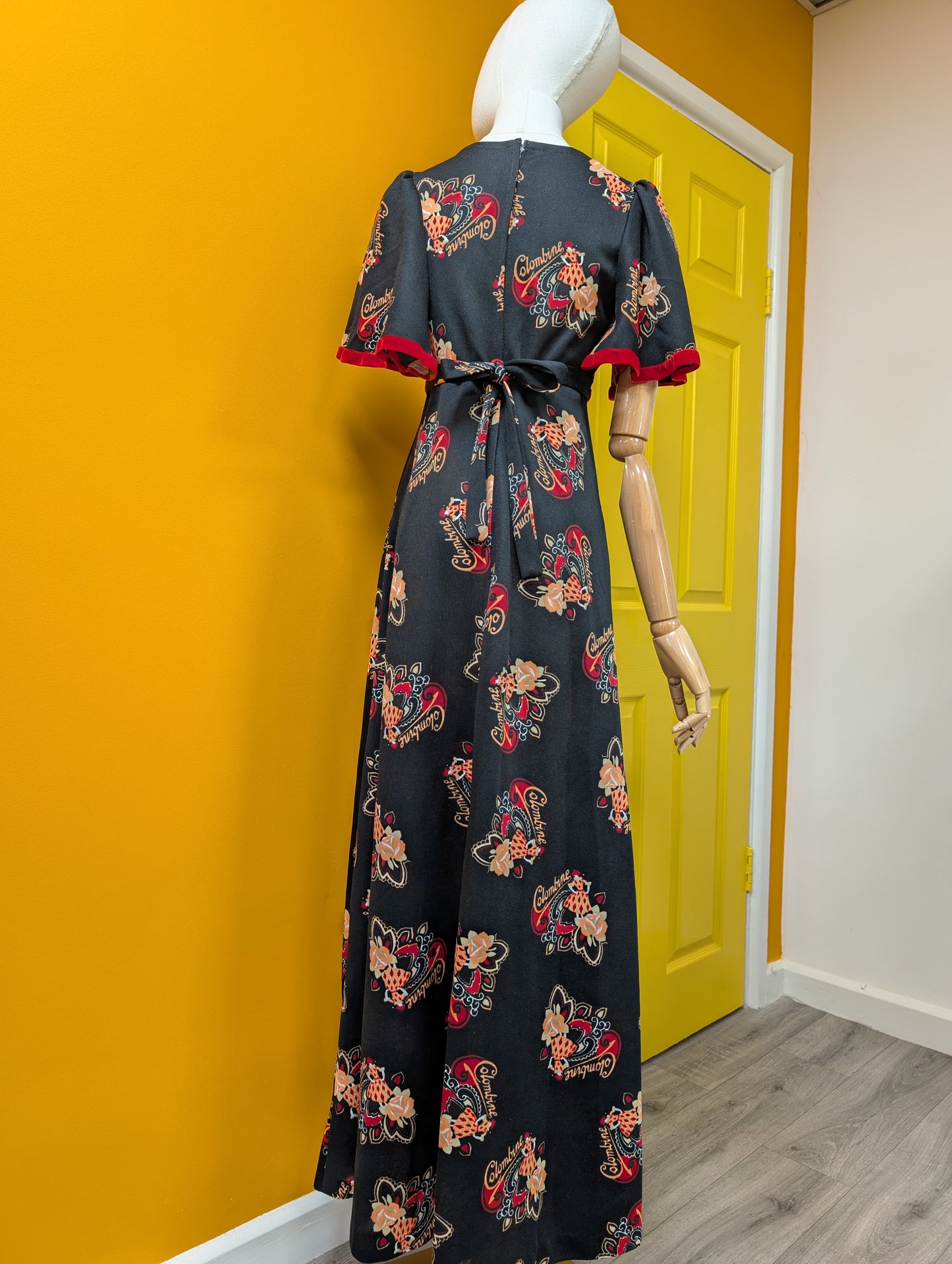 1970s Columbine novelty print maxi dress - S/8/10