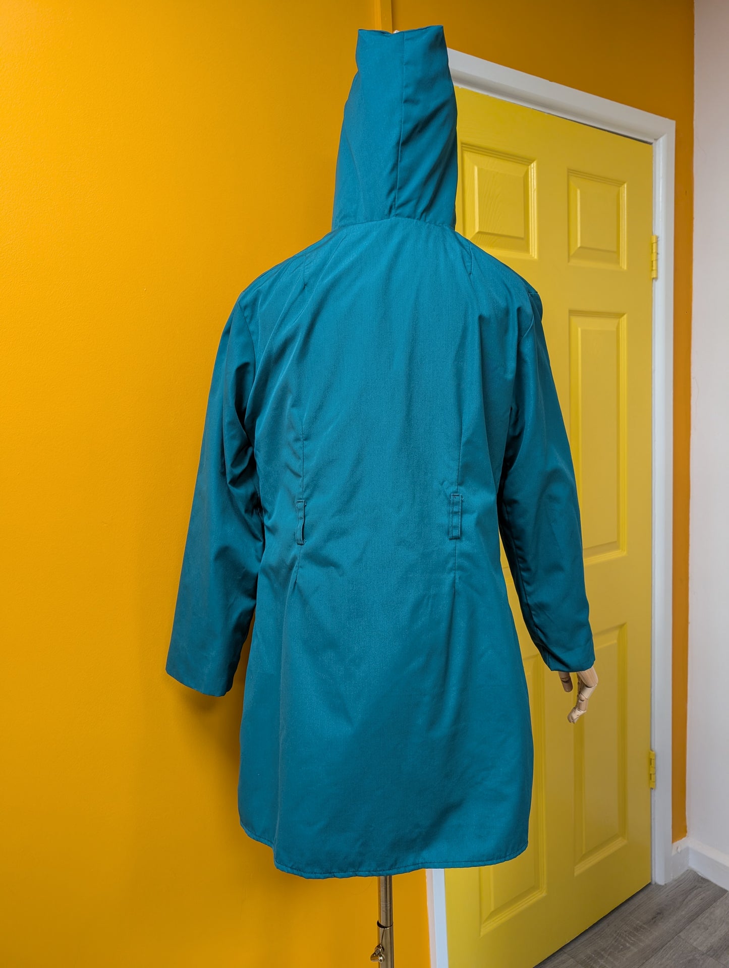 1970s green anorak with red fleece lining - S