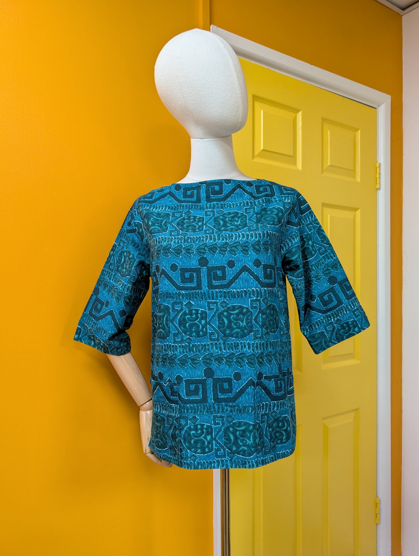 50s/60s Jolanda Capri abstract print top - XS/S