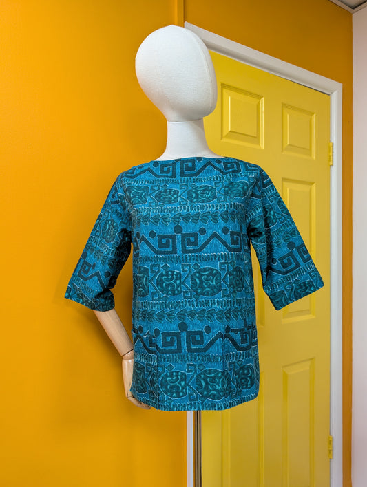 50s/60s Jolanda Capri abstract print top - XS/S