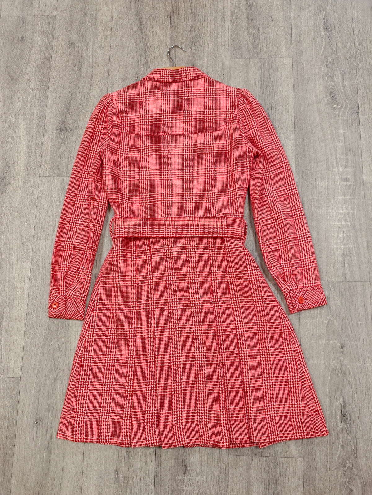 Early 1970s Betty Barclay red check wool blend dress - S/8