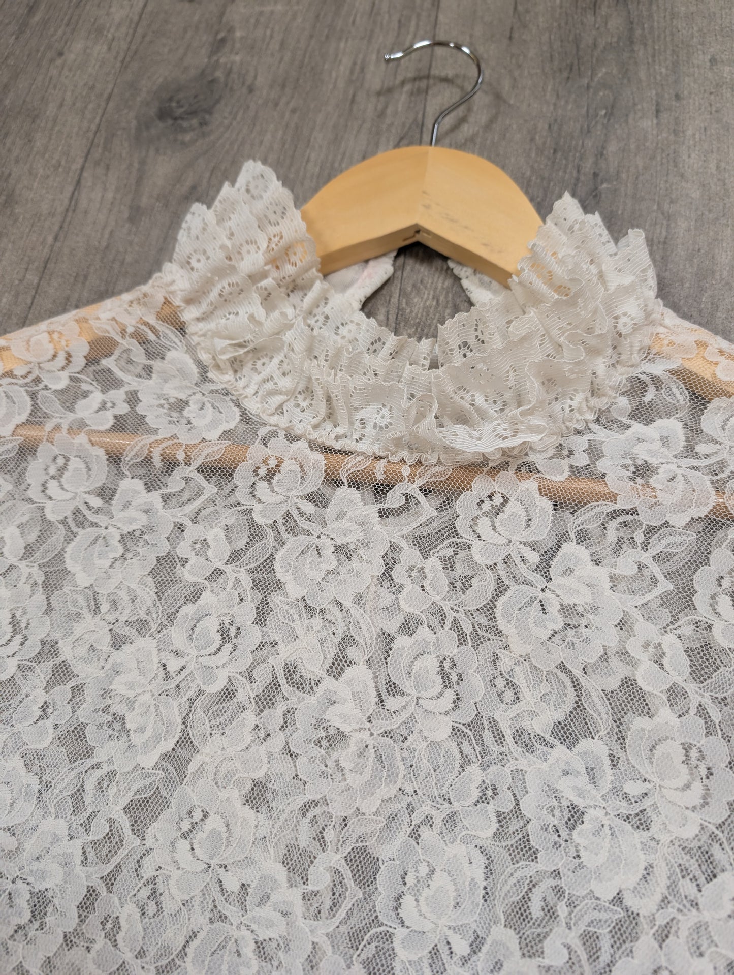 60s/70s Dorothy Perkins white nylon lace tunic - XS/S