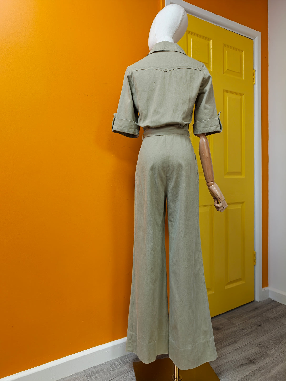 1970s khaki green jumpsuit - XS/S/6/8