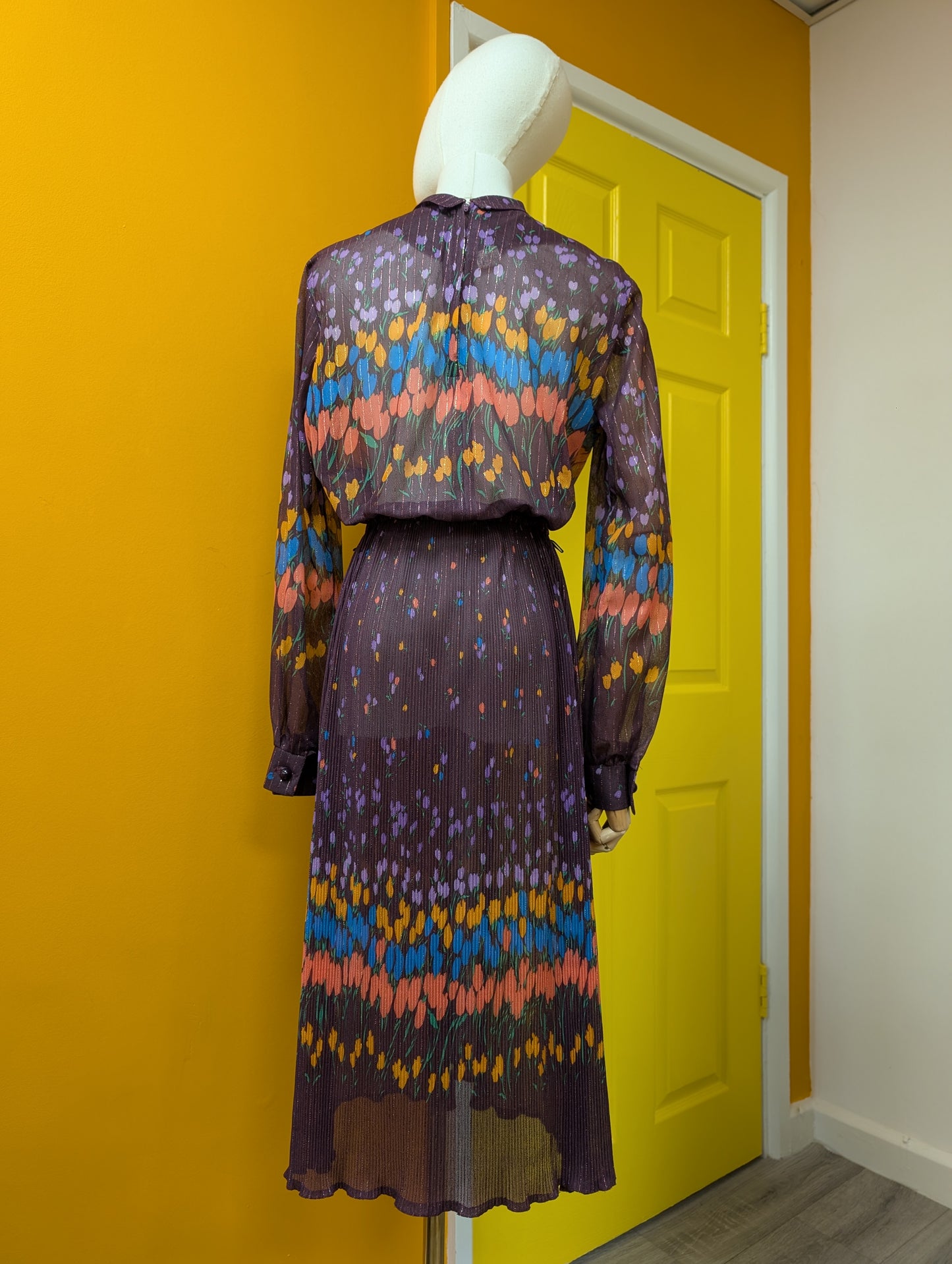 Late 1970s sparkly tulip sheer dress - S/M