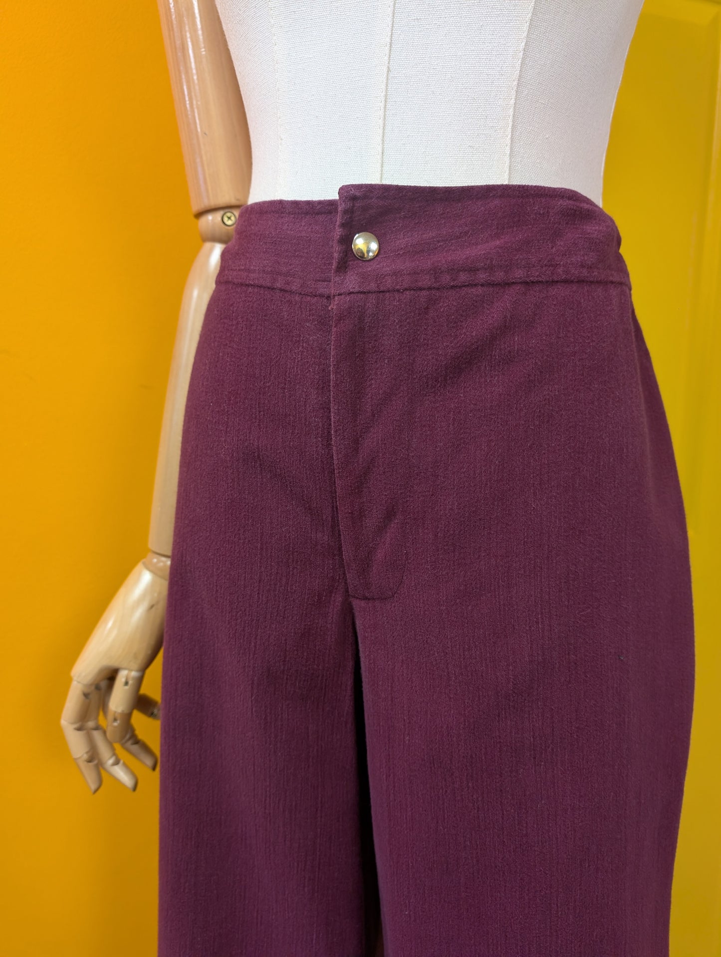 1970s C&A embroidered brushed cotton trousers - 30W 32.5L