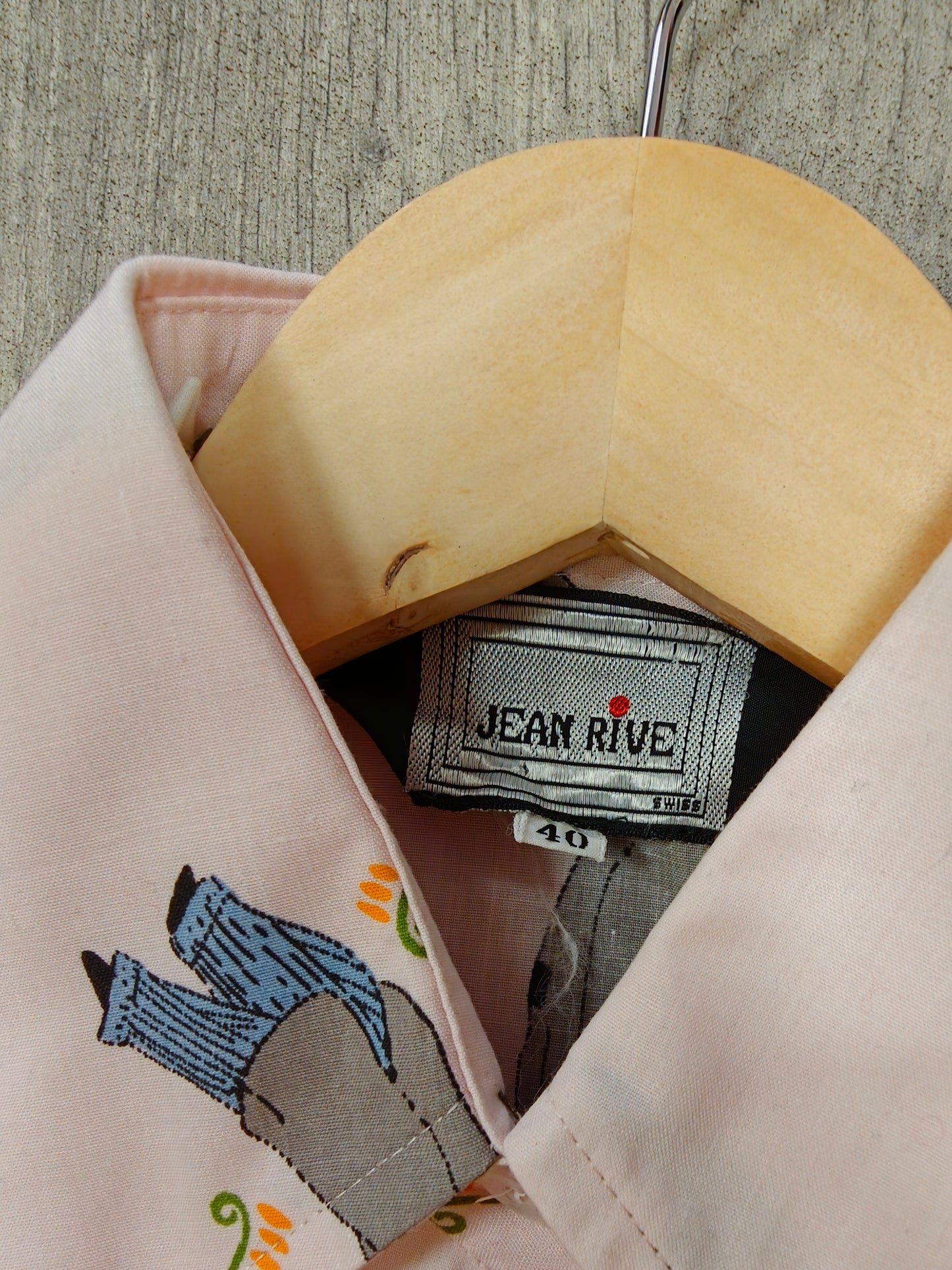 1970s Jean Rive novelty print dagger collar shirt - S