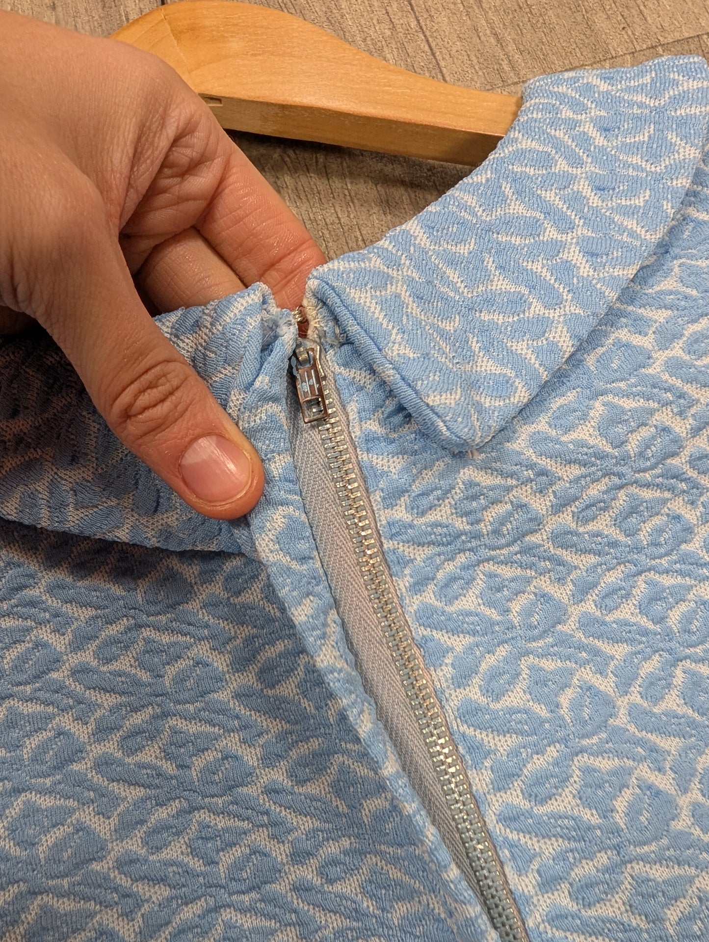 1960s blue crimplene dress - L/16