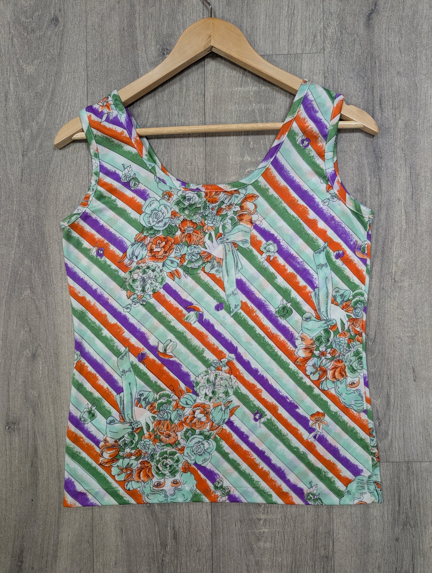 1970s Debenhams novelty print nylon vest top - S/M