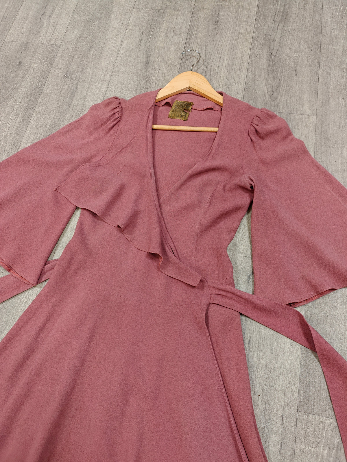 1970s Biba moss crepe wrap dress - XS