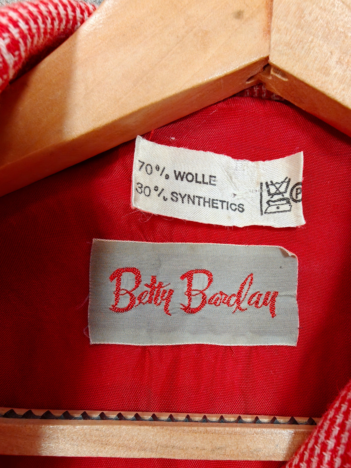 Early 1970s Betty Barclay red check wool blend dress - S/8