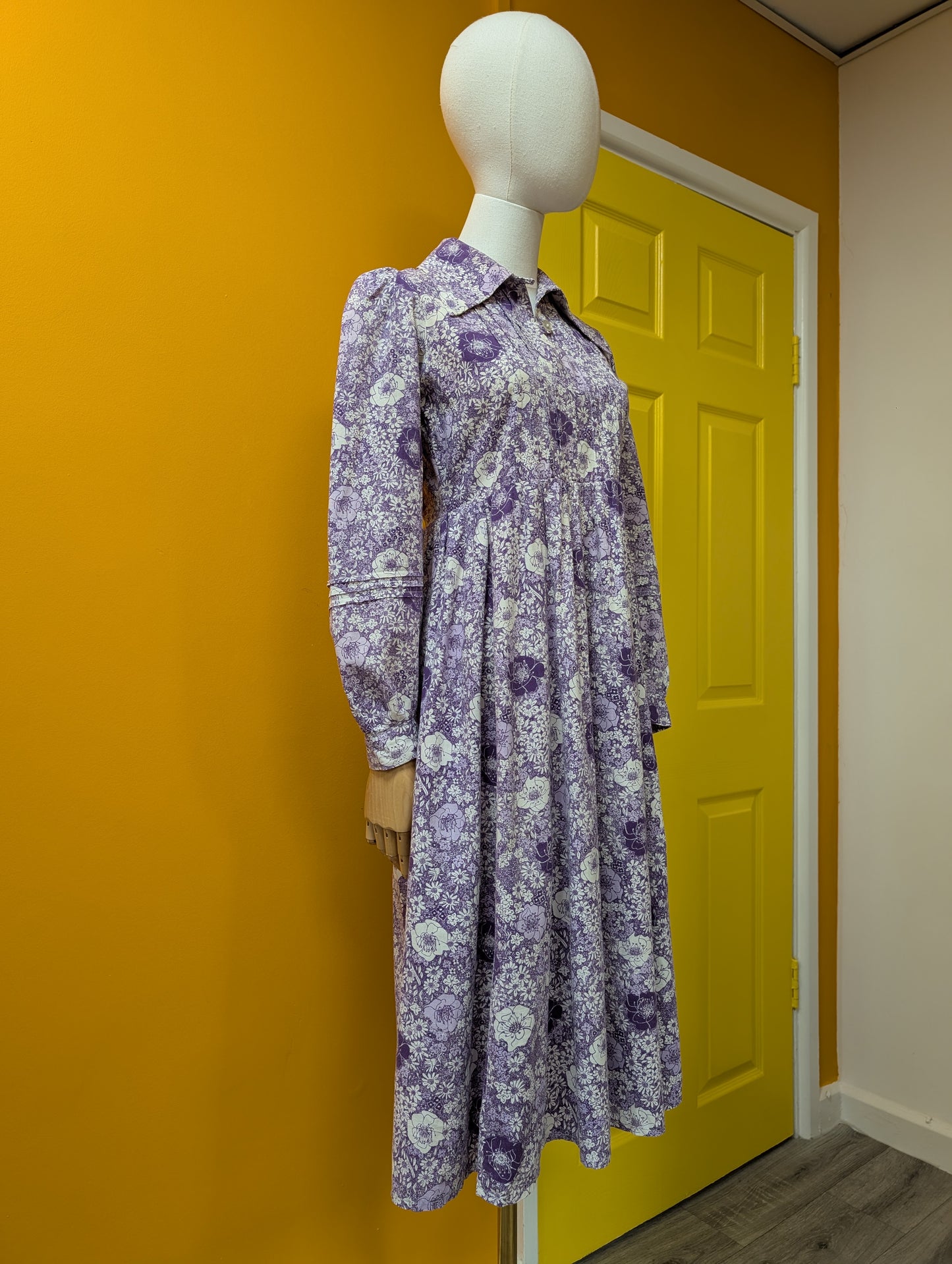 1970s made in Wales Laura Ashley purple floral dress - S/10